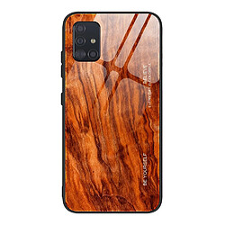 Coque en TPU peau en bois orange pour votre Samsung Galaxy A51