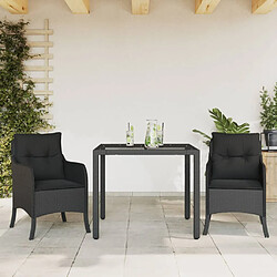 vidaXL Ensemble à manger de jardin avec coussins 3 pcs Noir