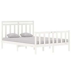 Avis Maison Chic Lit adulte - Lit simple Cadre de lit,Structure du lit Contemporain Blanc Bois massif 140x190 cm -MN51639