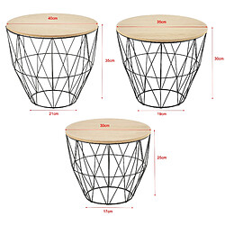 Helloshop26 Set de 3 tables gigognes plusieurs tailles effet chêne et noir 03_0008422