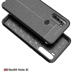 Wewoo Coque Souple Pour Xiaomi Redmi Note 8T Antichoc TPU Litchi Bleu Marine