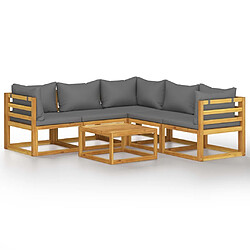 Maison Chic Salon de jardin 6 pcs - Table et chaises d'extérieur - Mobilier/Meubles de jardin Moderne avec coussin Bois d'acacia solide -MN28053