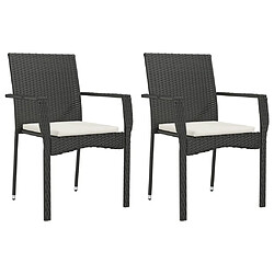 Acheter Salle à manger de jardin 3 pcs avec coussins,Table et chaise à dîner Noir -MN31955