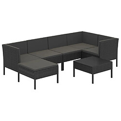 vidaXL Salon de jardin 7 pcs avec coussins Résine tressée Noir