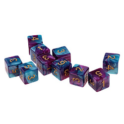 10x jeu de dés à 16 faces 16mm pour jeux de société / enseignement des mathématiques violet et bleu