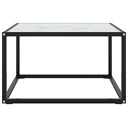 Maison Chic Table basse,Table Console Table d'appoint, Table pour salon Noir avec verre marbre blanc 60x60x35 cm -MN57736