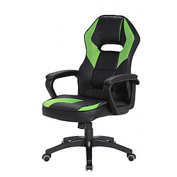 Mobili Rebecca Chaise de Bureau Fauteuil Gamer Noir Vert Simili-Cuir Roulette