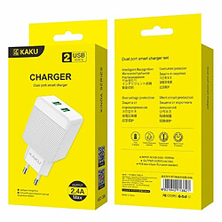 iKaku KSC-366 Smart & Chargeur Secteur Fire Dual Dual USB Fast 2.4A 12W 5V Blanc