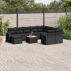 Maison Chic Salon de jardin 11 pcs avec coussins | Ensemble de Table et chaises | Mobilier d'Extérieur noir résine tressée -GKD99106