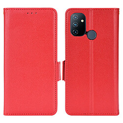 Etui en PU texture litchi avec support, rouge pour votre OnePlus Nord N100