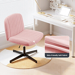 Acheter Chaise de bureau sans roulettes Rattantree Chaise de bureau sans accoudoirs Chaise de bureau à pieds croisés Chaise en tissu velours Chaise d'ordinateur pivotante réglable en hauteur Rose