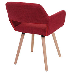 Acheter Decoshop26 Chaise de salle à manger bureau visiteur sans roulette design rétro en tissu rouge pied en métal 04_0002155