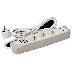 Perel Prise Schuko 3 voies avec 2 ports USB Gris et blanc