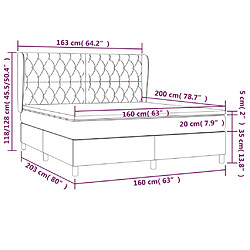 vidaXL Sommier à lattes de lit et matelas Noir 160x200 cm Velours pas cher