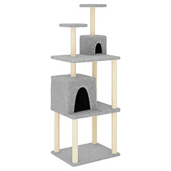 Helloshop26 Arbre à chat meuble tour grimper jouet grattage grattoir escalade plateforme avec griffoirs en sisal clair 167 cm gris 02_0022586