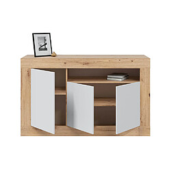 Avis MIRAKEMUEBLE Buffet 3 portes et 1 trou Velho - Chêne Nodi et Blanc Artik OAK NODI ET BLANCO ARTIK