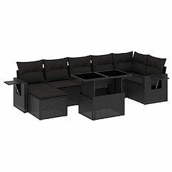 vidaXL Salon de jardin 8 pcs avec coussins noir résine tressée