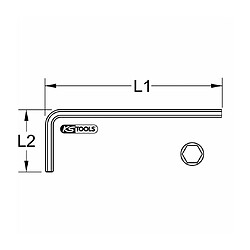 Kstools KS TOOLS 151.2636 Clé mâle brunie courte, 6 pans 9/64