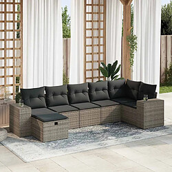 vidaXL Salon de jardin avec coussins 7 pcs gris résine tressée