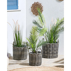 Beliani Lot de 3 pots de fleurs NIKITI Polyrotin Taupe