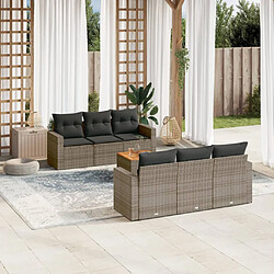 vidaXL Salon de jardin avec coussins 7 pcs gris résine tressée