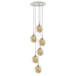 NETTLIFE Suspension verre Diam.31cm G9 ambre table à manger boule réglable en hauteur 6 lampes dans la cuisine lampe de salon lampe de chambre