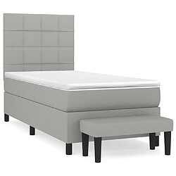 vidaXL Sommier à lattes de lit avec matelas Gris clair 90x200 cm Tissu