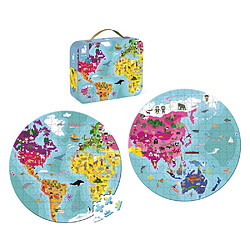 Juratoys-Janod Puzzle du monde Recto Verso 208 pieces pas cher