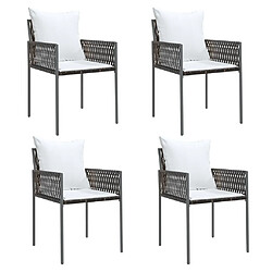 Maison Chic Lot de 4 Chaises de jardin,Fauteuil d'extérieur et coussins marron 54x61x83 cm rotin -MN60553