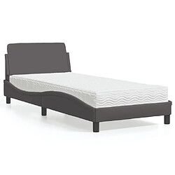 Vidaxl Lit avec matelas gris 90x200 cm similicuir