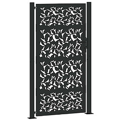 vidaXL Portail de jardin noir 105x180 cm acier conception de feuilles