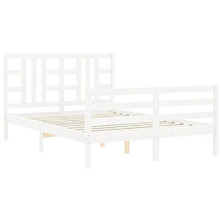 Maison Chic Cadre/structure de lit avec tête de lit pour adulte - Lit Moderne Chambre blanc double bois massif -MN57340 pas cher