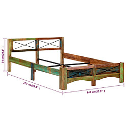 vidaXL Cadre de lit Bois de récupération massif 140 x 200 cm pas cher