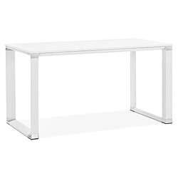 Mes Bureau design 140x70x74 cm plateau blanc et métal blanc - WARNY