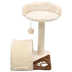 Helloshop26 Arbre à chat griffoir grattoir niche jouet animaux peluché en sisal 40 cm beige et marron 3702226