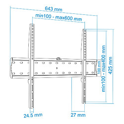 Bematik Support mural pour écran de 37 à 70 40 Kg VESA jusqu'à 600x400 mm