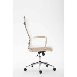 Decoshop26 Fauteuil de bureau en tissu crème avec assise rembourrée pivotant BUR10237