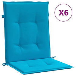 vidaXL Coussins de chaise de jardin à dossier bas lot de 6 bleu