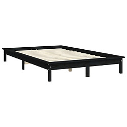 Avis vidaXL Cadre de lit sans matelas noir 140x190 cm bois de pin massif