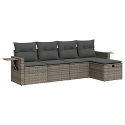 vidaXL Salon de jardin 5 pcs avec coussins gris résine tressée