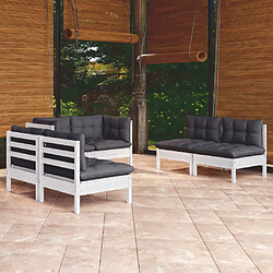 vidaXL Salon de jardin 6 pcs avec coussins bois de pin massif