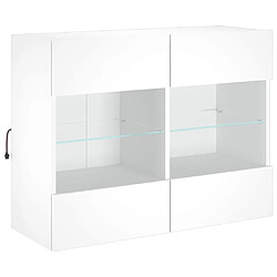 Avis Maison Chic Meuble TV mural, Banc TV avec lumières LED pour salon, Meuble de rangement blanc 78,5x30x60,5 cm -GKD50984