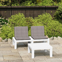 Maison Chic Salon de jardin 2 pcs avec coussins - Table et chaises d'extérieur - Mobilier/Meubles de jardin Moderne Plastique Blanc -MN94544