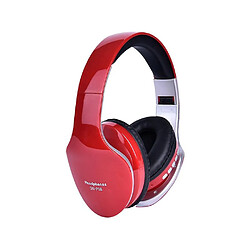 Universal Casque sans fil casque bluetooth casque stéréo pliable casque gaming support carte tf avec microphone pc tout téléphone mp3 rouge