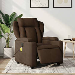 Maison Chic Fauteuil Relax pour salon, Fauteuil inclinable de massage électrique marron tissu -GKD65233