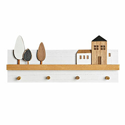 Portemanteau DKD Home Decor Bois Maisons Urbaine 40 x 4 x 17 cm