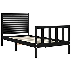 Maison Chic Cadre/structure de lit avec tête de lit pour adulte - Lit Moderne Chambre noir petit simple bois massif -MN46137 pas cher