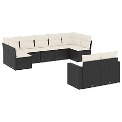 Maison Chic Salon de jardin 9 pcs avec coussins | Ensemble de Table et chaises | Mobilier d'Extérieur noir résine tressée -GKD78633