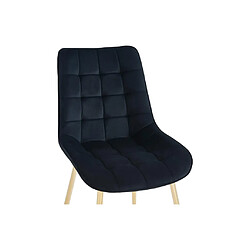 Vente-Unique Lot de 6 chaises matelassées en velours et métal doré - Noir - OLLUA pas cher