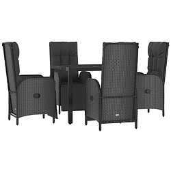 Avis Maison Chic Mobilier à dîner 5 pcs de jardin avec coussins - Ensemble table et chaises d'extérieur - Salon/Mobilier de jardin classique Noir Résine tressée -MN49690